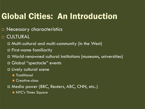 characteristics of global city|Global cities: A multi.